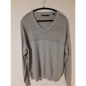 Perry Ellis Men's Cotton Blend Soft Quality V-neck Sweater Top In Gray Size XL